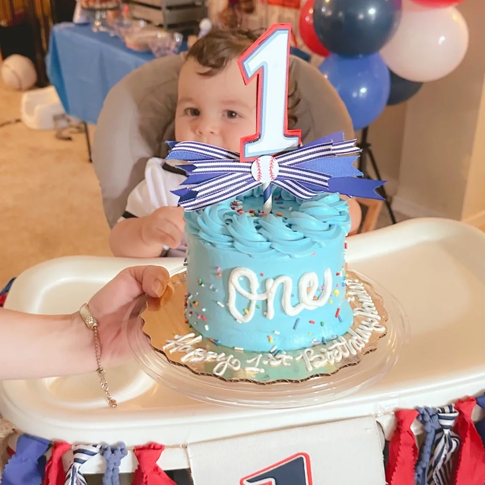 Blue w/ Baseball Birthday Cake Topper with Number 1